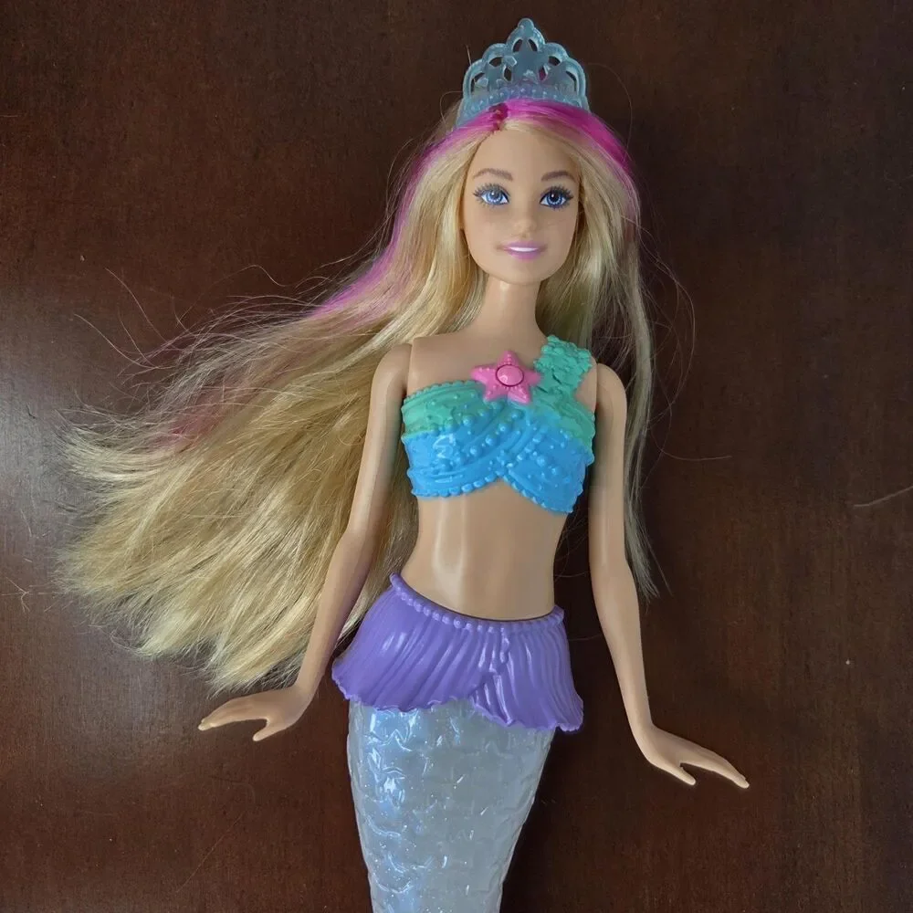 Barbie Dreamtopia Rainbow Lights Mermaid Doll Blonde Light-up Tail Star Tiara